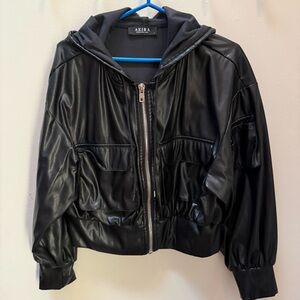Akira cropped faux leather bomber